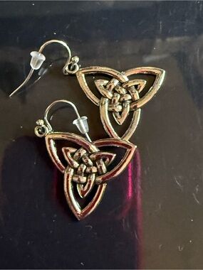 Celtic Knot Drop Earrings in Silver Tone